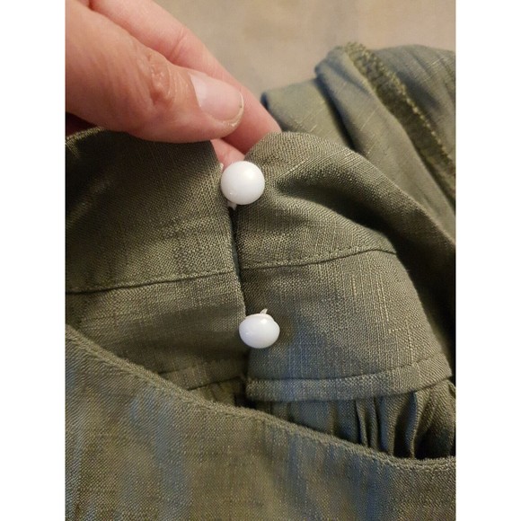 Womens Green Trapeze Dress High Mock Neckline Sleeveless Pleated Mini Sz  Small - Picture 9 of 12